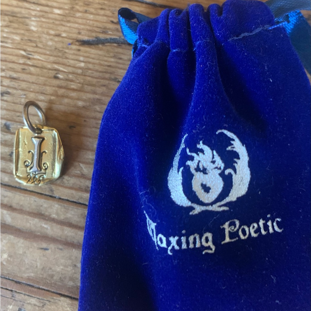 Waxing Poetic Brass Silver Gothic Insignia I Charm With Blue Pouch 20$